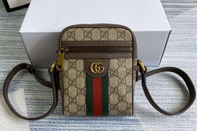 Gucci 598127 Ophidia GG shoulder bag in Beige/ebony GG Supreme canvas