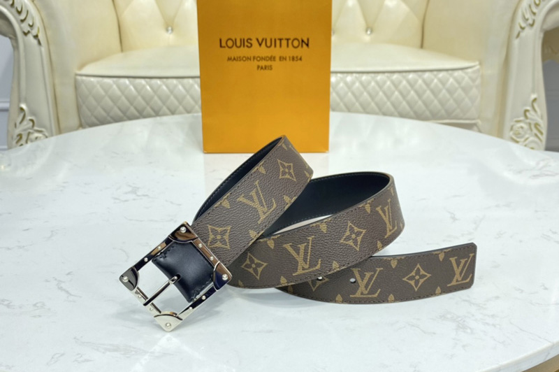 Louis Vuitton M0278Q LV Trunk 40MM reversible belt in Monogram canvas With Silver Buckle