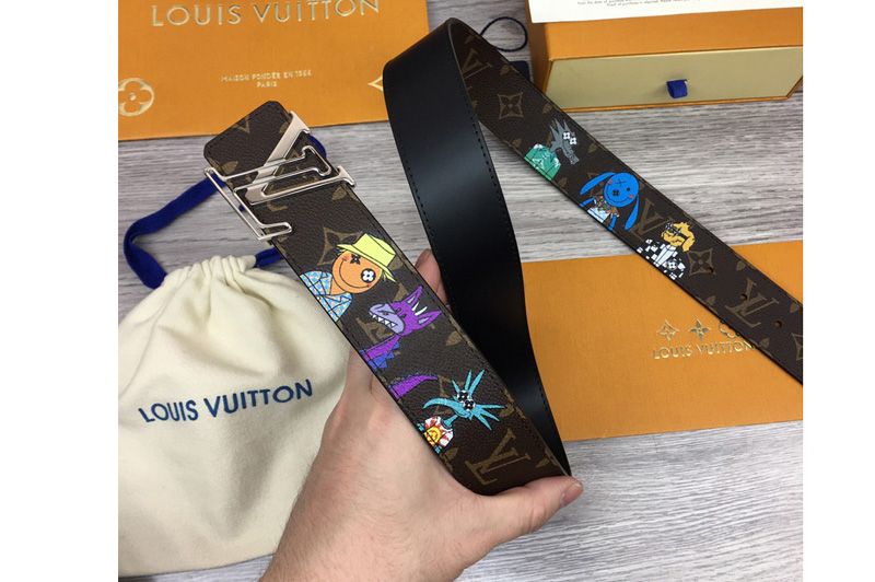 Louis Vuitton MP291T LV Shape 40mm reversible belt in Monogram canvas and leather With Silver Buckle