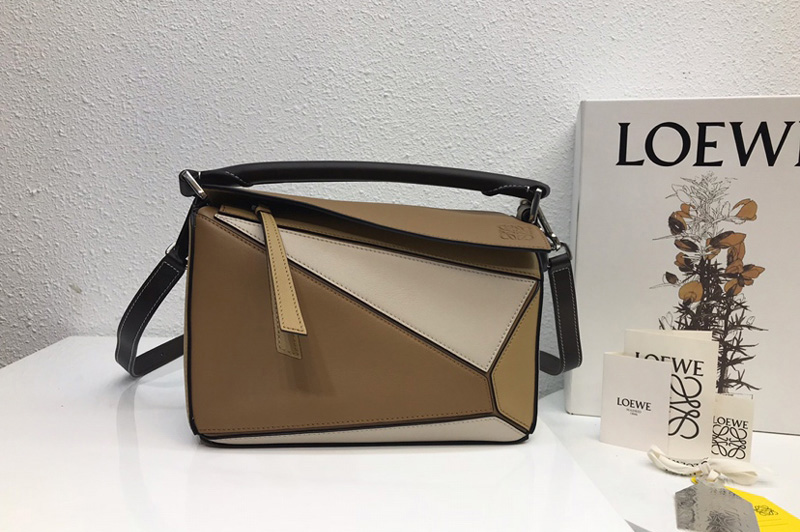 Loewe Small Puzzle bag in Brown/Beige/White classic calfskin