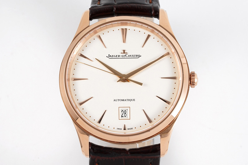 Jaeger-LeCoultre Master 1288420 RG ZF 1:1 Best Edition Ivory White Dial on Brown Leather Strap A899/1