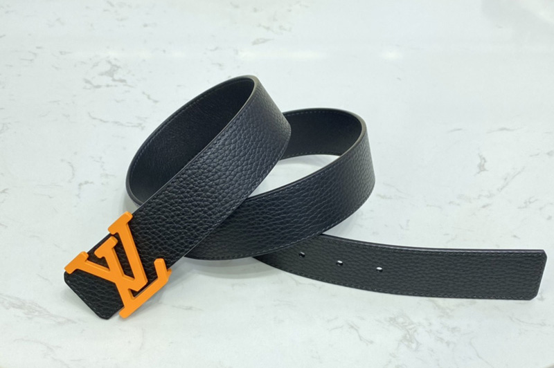 Louis Vuitton M0226V LV Optic 40mm reversible belt in Black Calf leather With Orange Buckle