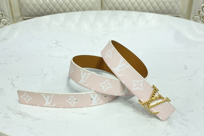 Louis Vuitton M0364V LV Initiales 30mm reversible belt in Pink Allover Monogram