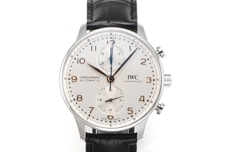IWC Portuguese Chrono IW3716 RSF 1:1 Best Edition White Dial YG Markers on Black Leather Strap A7750