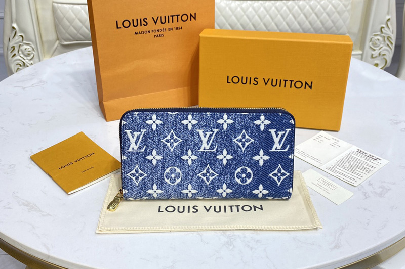 Louis Vuitton M81226 LV Zippy wallet in Navy Blue Monogram jacquard denim