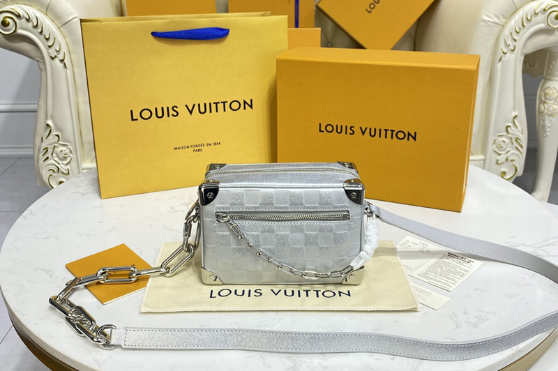 Louis Vuitton M59726 LV Mini Soft Trunk bag in Silver Cowhide leather