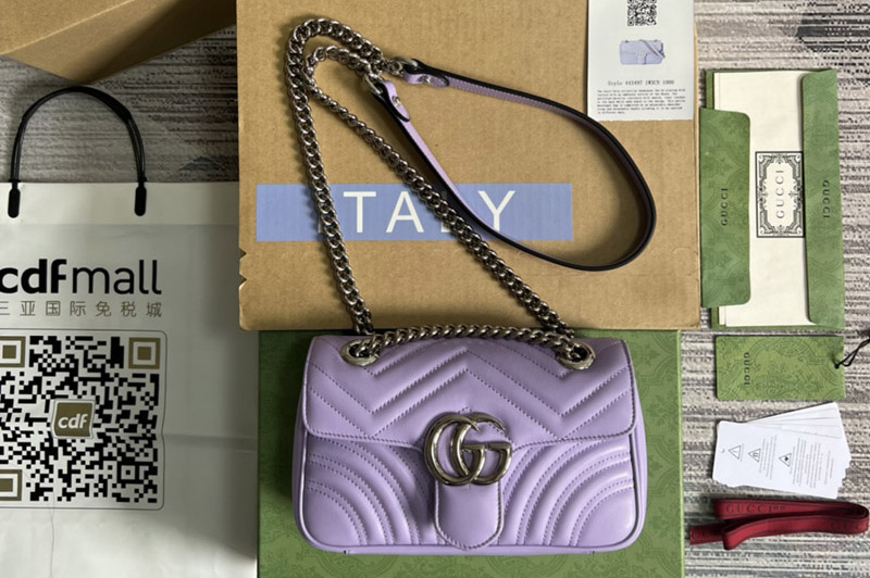 Gucci 446744 GG Marmont mini shoulder bag in Purple matelassé chevron leather