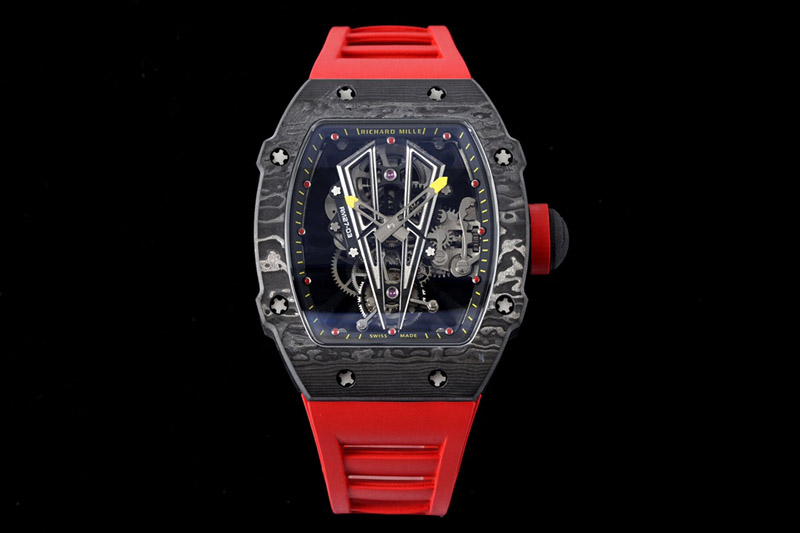 Richard Mille RM027-03 NTPT Real Tourbillon RMF Best Edition Skeleton Dial on Red Rubber Strap