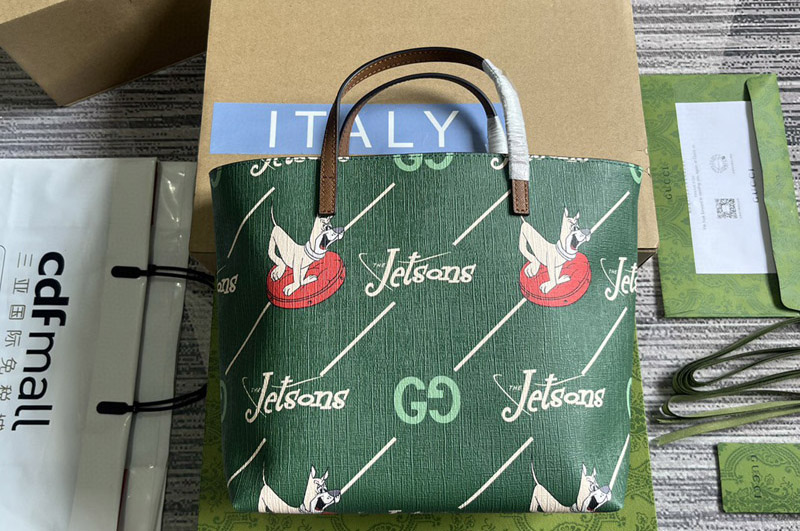 Gucci x The Jetsons 410812 The Jetson's Printed Tote Bag in Green