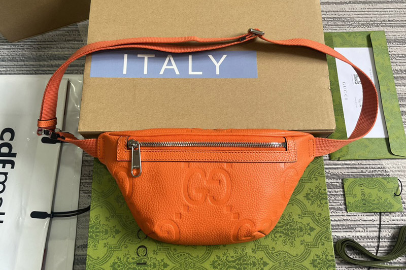 Gucci 658582 jumbo GG Small belt bag in Orange jumbo GG leather