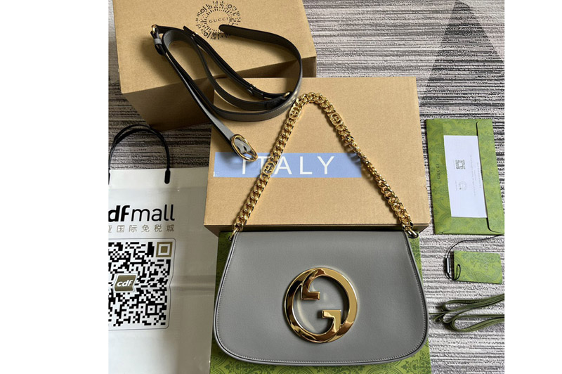 Gucci 699268 blondie shoulder bag in Gray leather