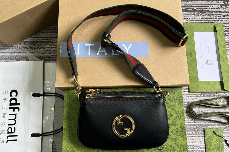Gucci 724599 Blondie GG mini bag in Black Leather