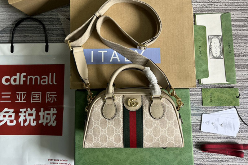 Gucci 724606 Ophidia mini GG top handle bag in White GG Supreme canvas