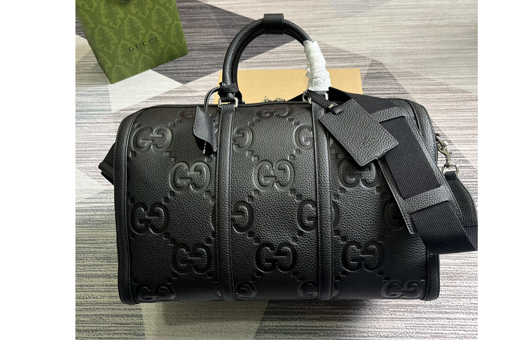 Gucci 725282 Jumbo GG Small Duffle Bag in Black jumbo GG leather