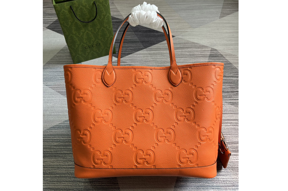 Gucci ‎726755 Jumbo GG Large Tote Bag in Orange jumbo GG leather