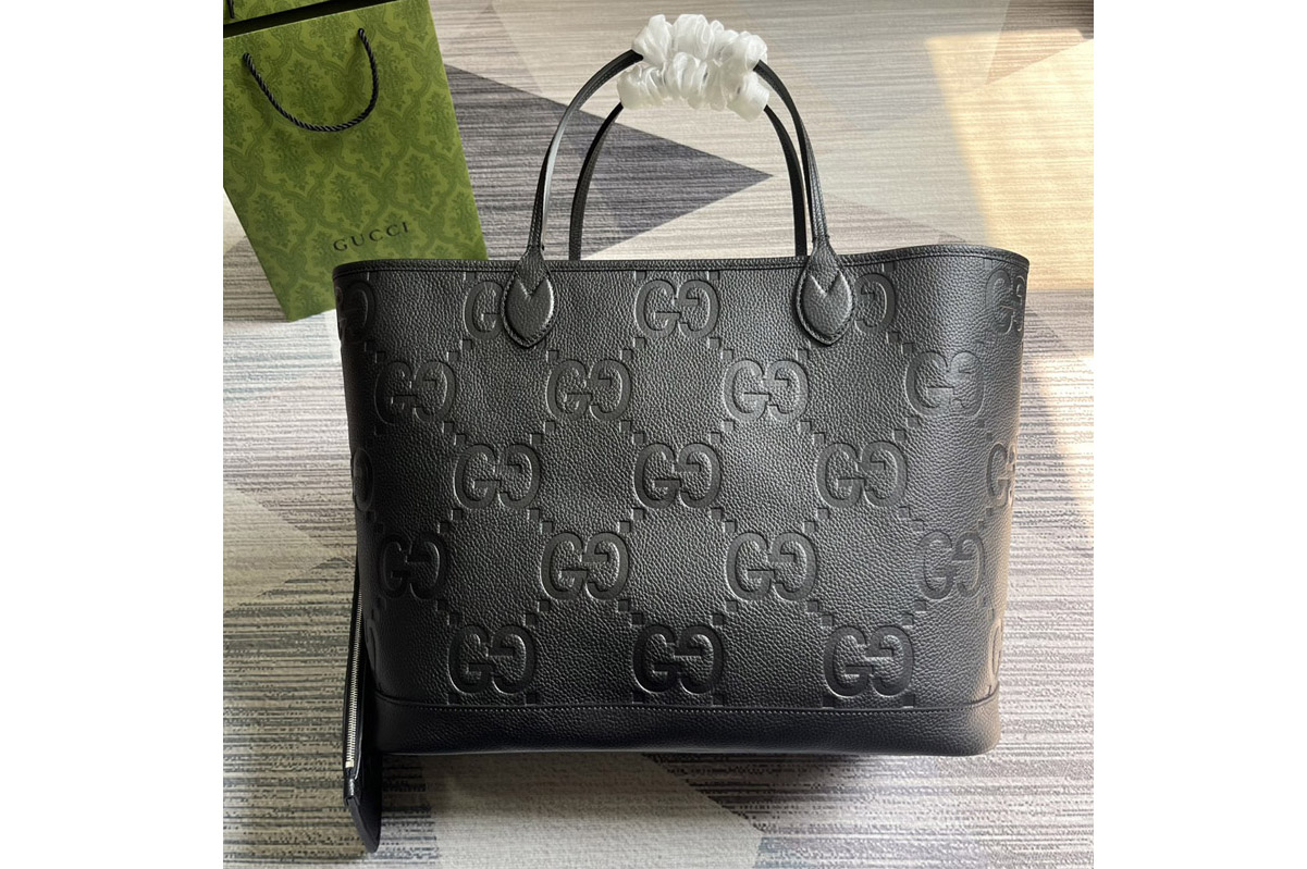 Gucci ‎726755 Jumbo GG Large Tote Bag in Black jumbo GG leather