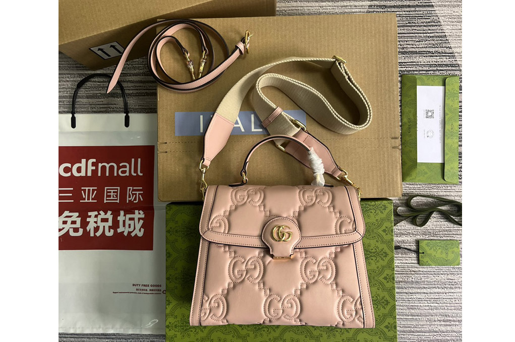 Gucci 736877 GG Matelasse Handbag in Pink GG Matelassé leather