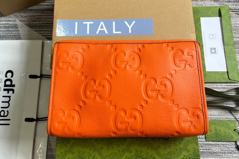 Gucci 739490 Jumbo GG Pouch in Orange jumbo GG leather