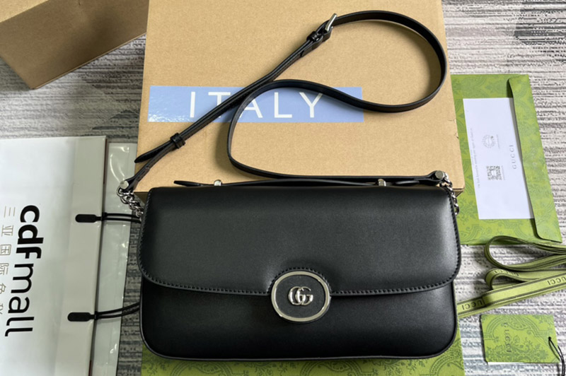 Gucci 739721 Petite GG Small Shoulder Bag in Black leather
