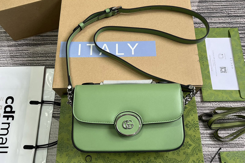 Gucci 739722 Petite GG Mini Shoulder Bag in Green leather