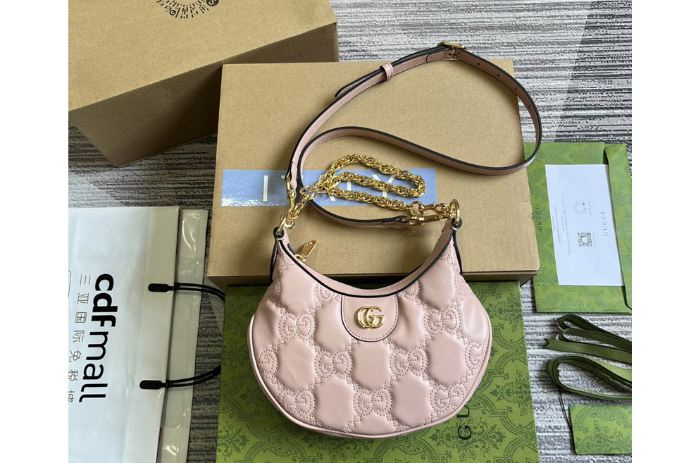Gucci 739736 GG Matelasse Mini Bag in Light Pink GG Matelassé leather