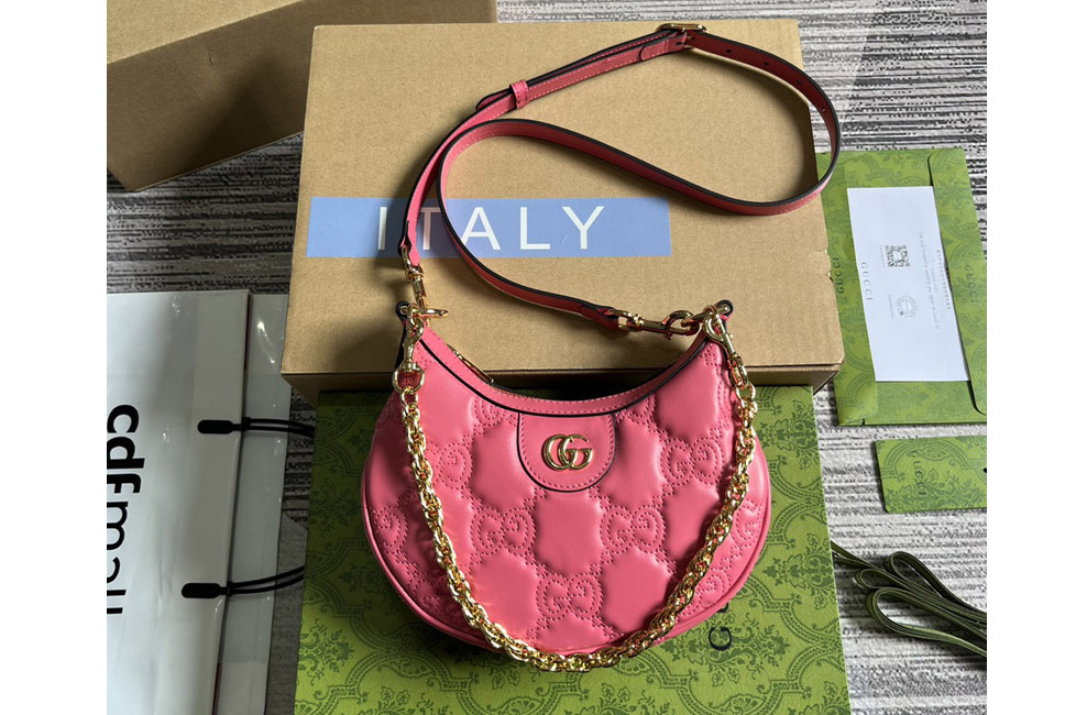 Gucci 739736 GG Matelasse Mini Bag in Pink GG Matelassé leather