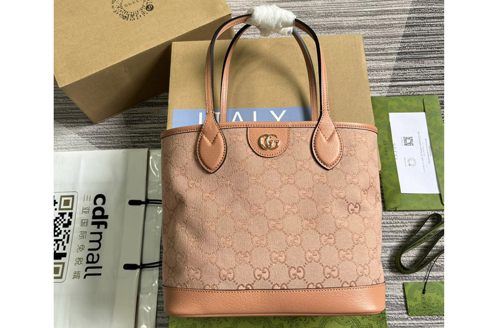 Gucci 742102 Ophidia GG Small Tote Bag in Pink GG canvas