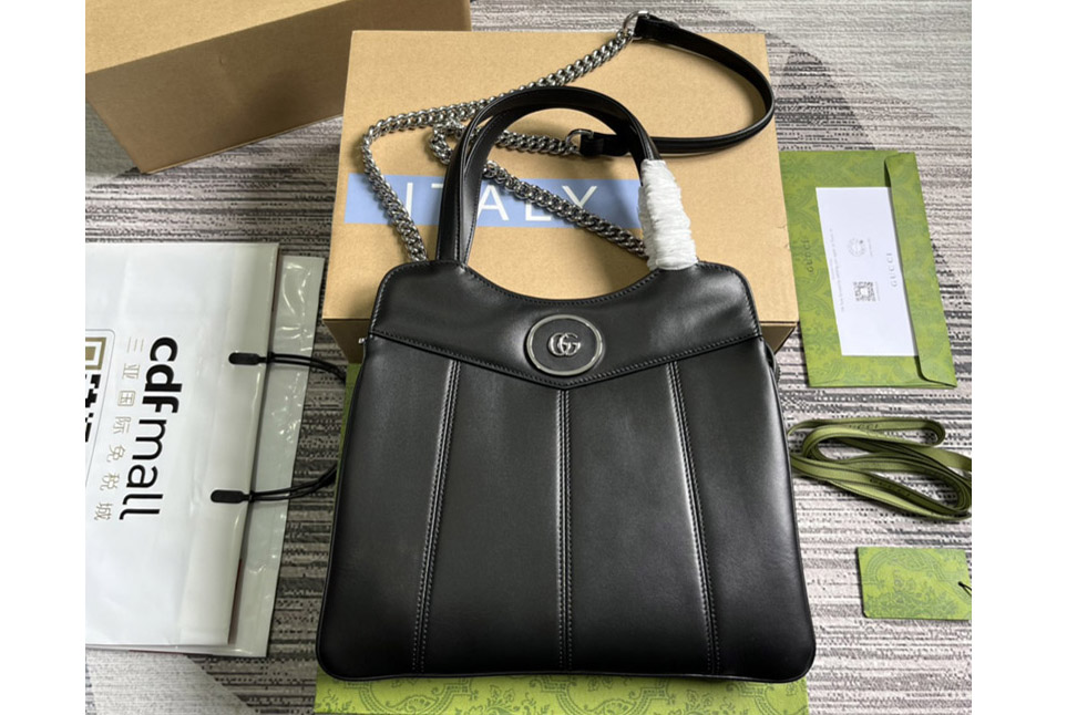 Gucci 745918 Petite GG Small Tote Bag in Black leather