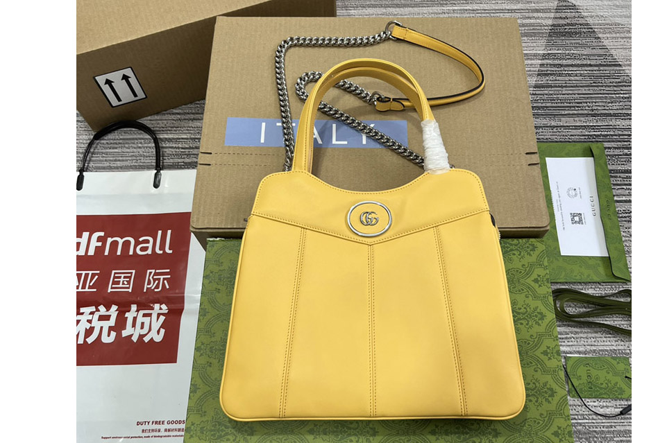 Gucci 745918 Petite GG Small Tote Bag in Yellow leather