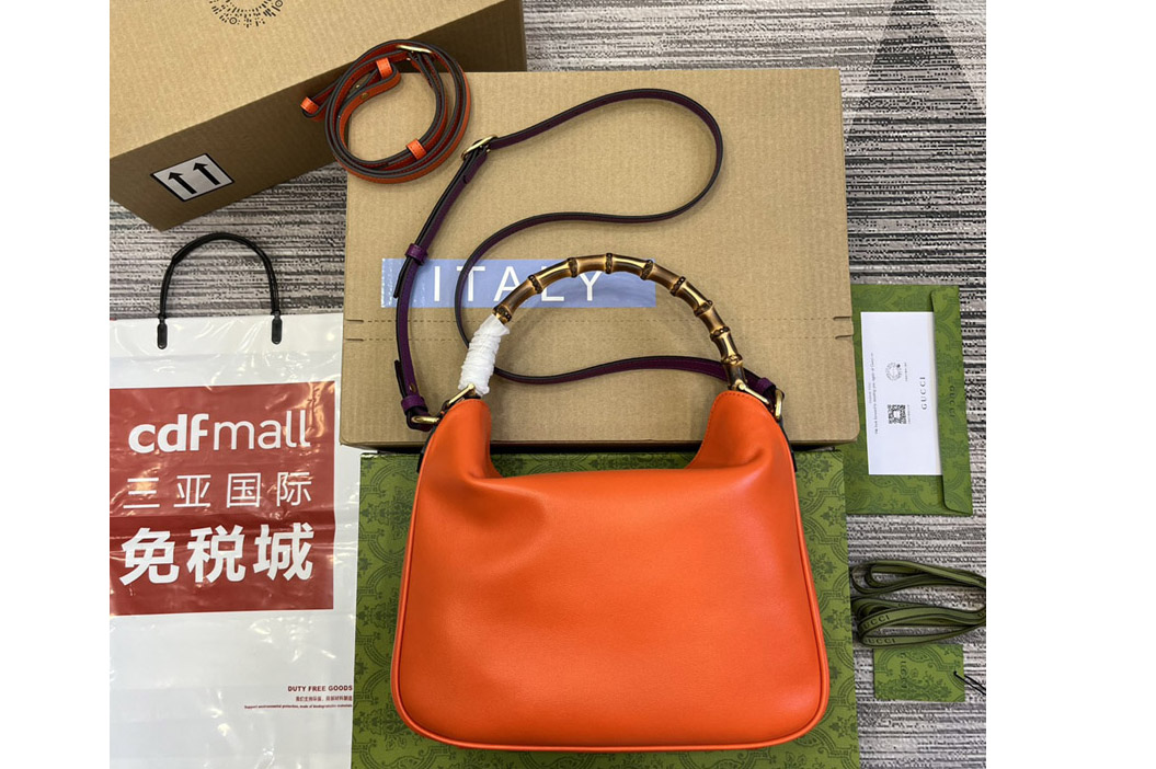 Gucci ‎746124 Gucci Diana Medium Shoulder Bag In Orange Leather