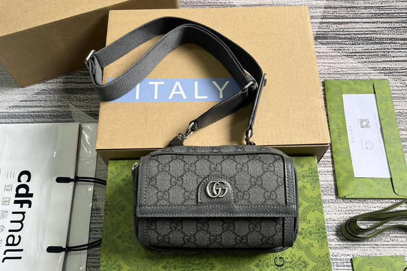 Gucci ‎746308 Ophidia GG Mini Bag in Grey and black GG Supreme canvas
