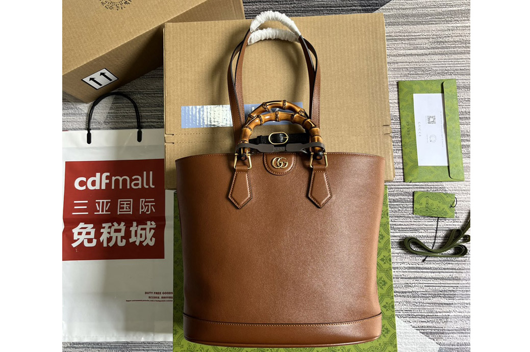 Gucci ‎750394 Gucci Diana Medium Tote Bag in Brown leather