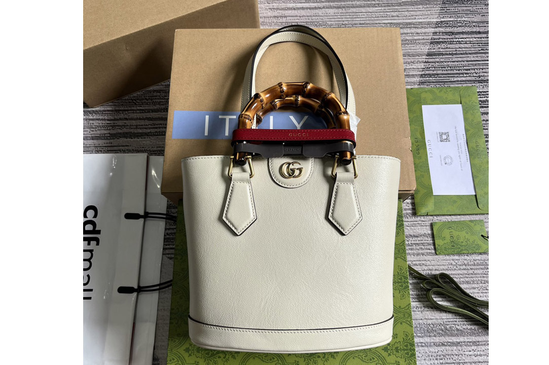 Gucci ‎750396 Gucci Diana Small Tote Bag in White leather