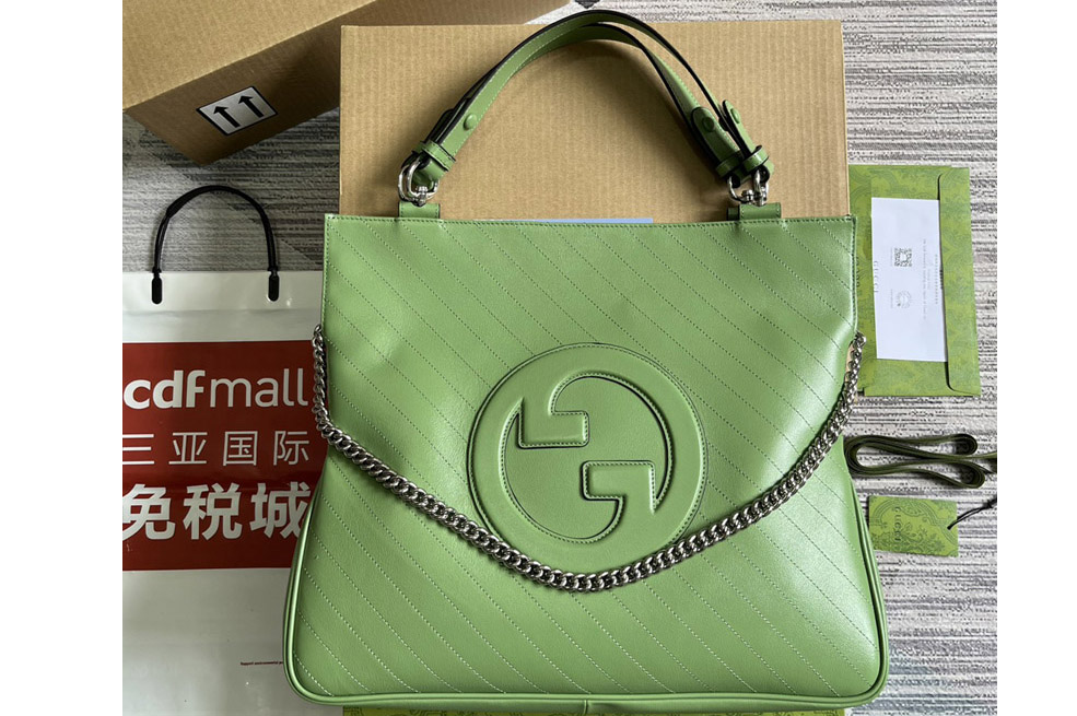 Gucci 751516 Gucci Blondie Medium Tote Bag in Green Leather