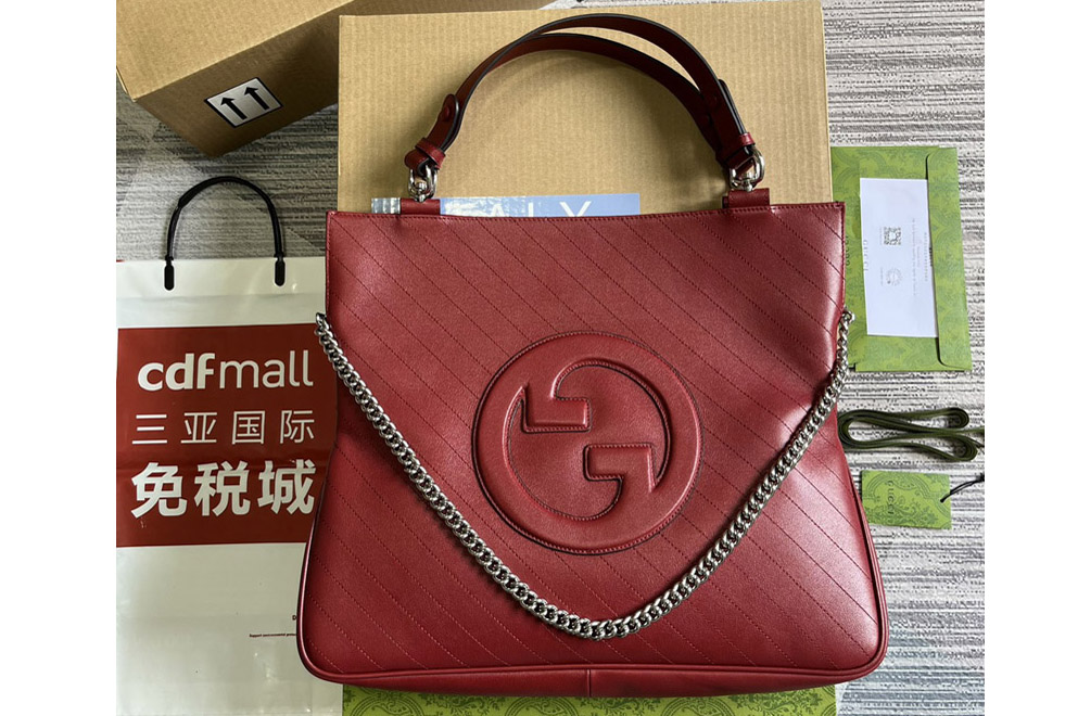 Gucci 751516 Gucci Blondie Medium Tote Bag in Red Leather