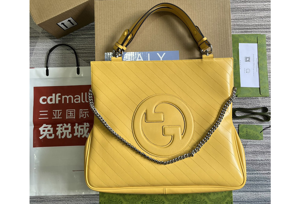 Gucci 751516 Gucci Blondie Medium Tote Bag in Yellow Leather