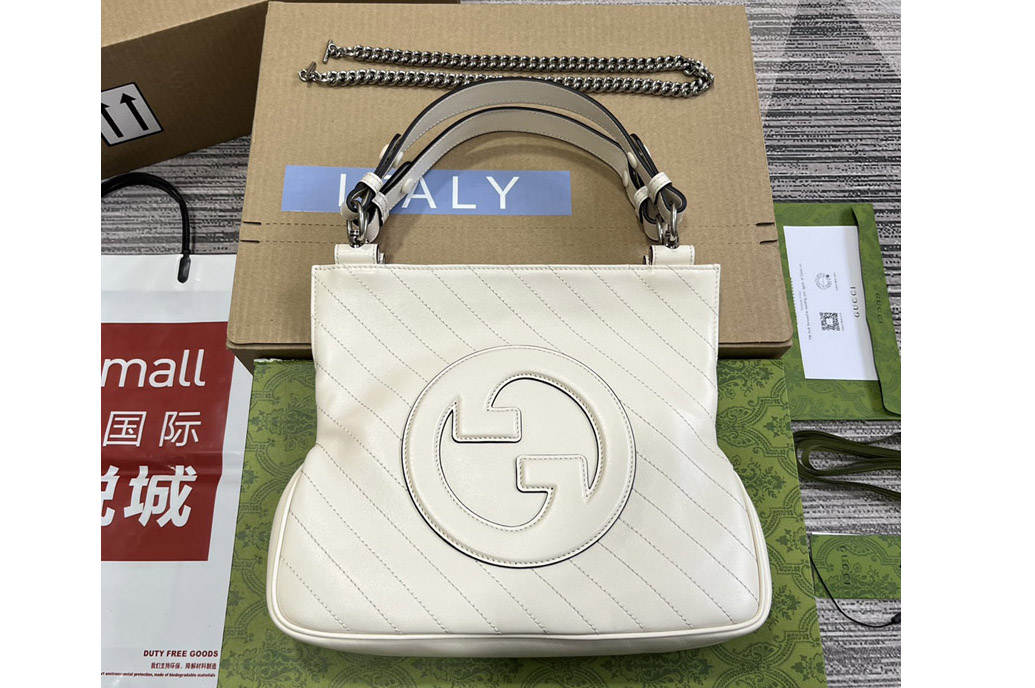 Gucci 751518 Gucci Blondie Small Tote Bag in White leather