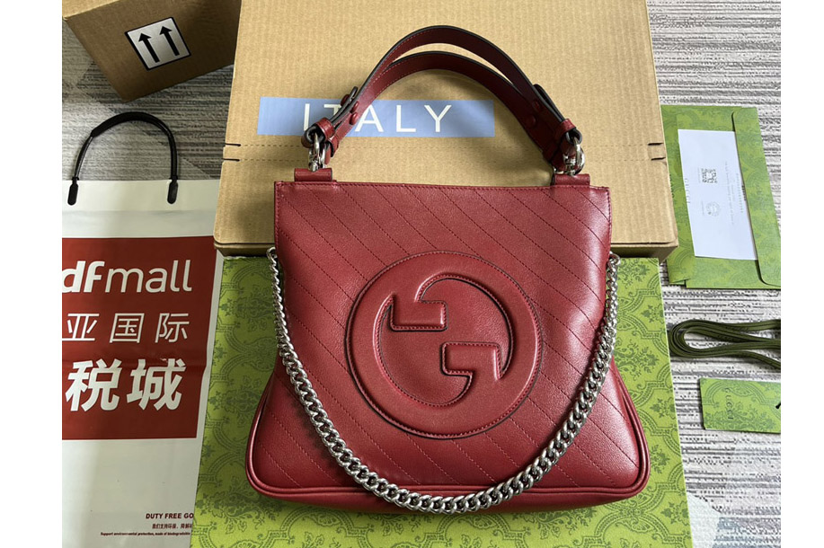Gucci 751518 Gucci Blondie Small Tote Bag in Red leather