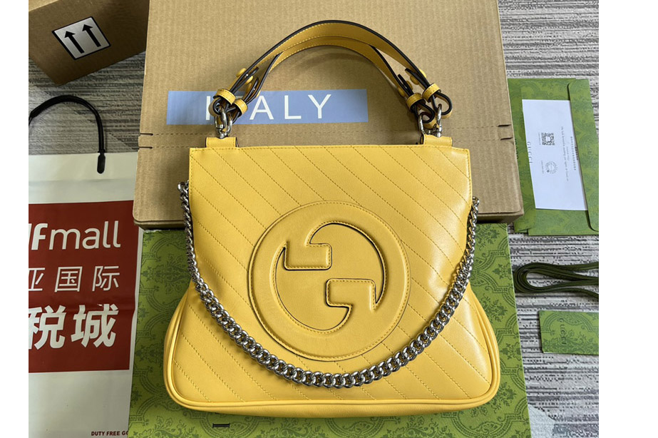 Gucci 751518 Gucci Blondie Small Tote Bag in Yellow leather