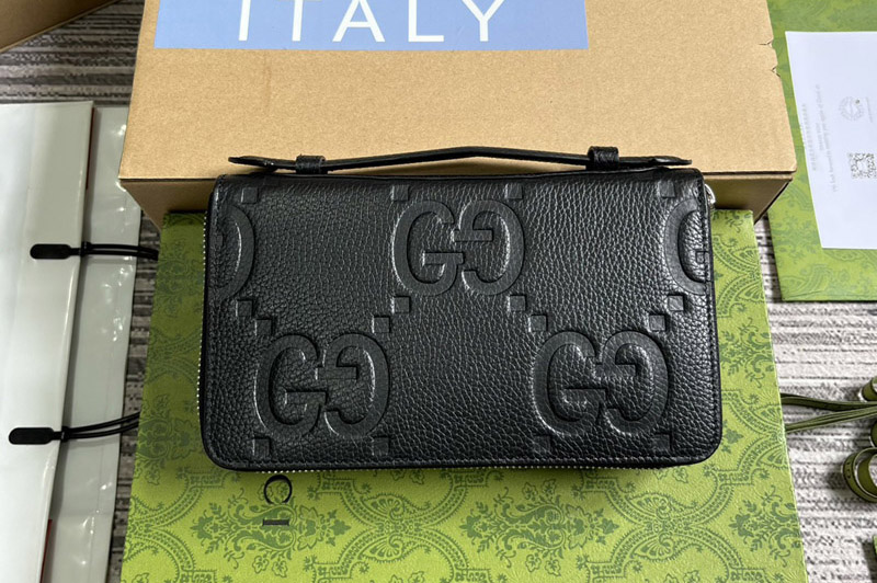 Gucci 751760 Jumbo GG Travel Document Case in Black jumbo GG leather