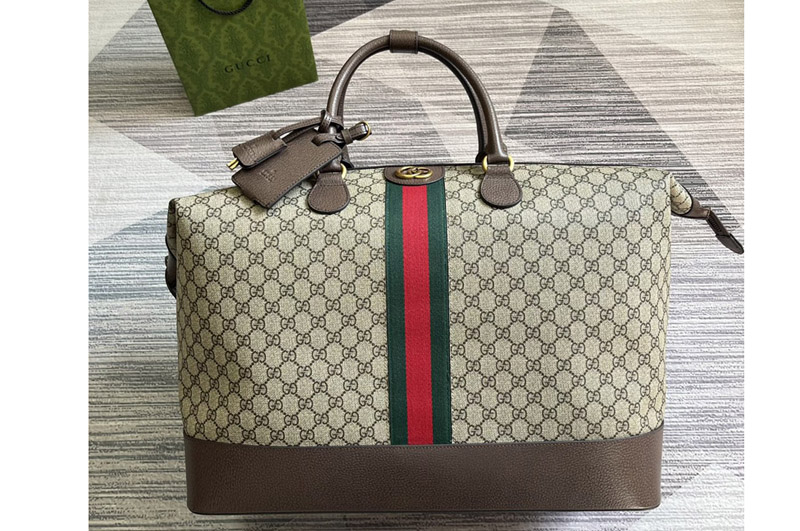 Gucci 760228 GG duffle bag in Beige and ebony GG Supreme canvas