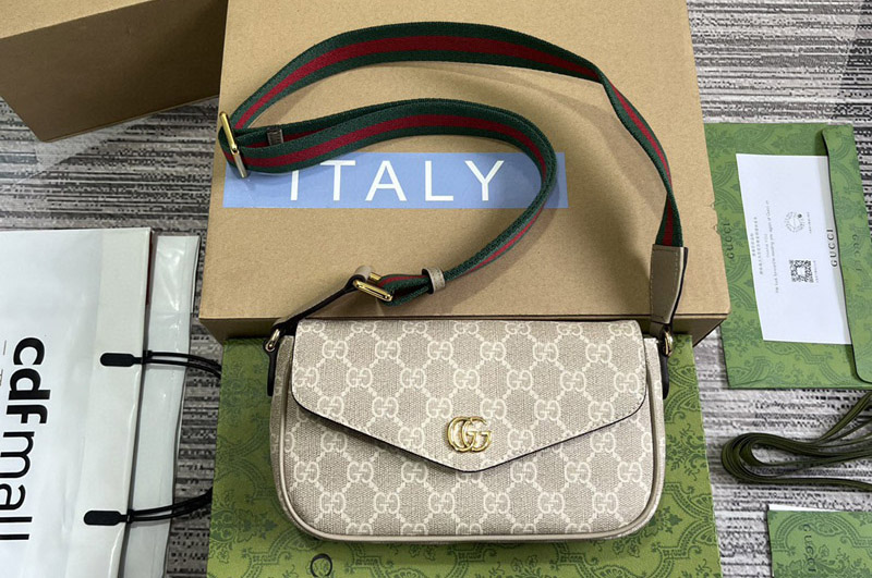 Gucci 764961 Ophidia mini bag in Beige and oatmeal GG Supreme canvas