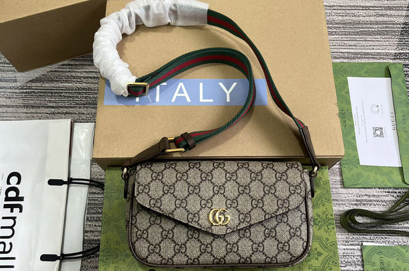 Gucci 764961 Ophidia mini bag in Beige and ebony GG Supreme canvas
