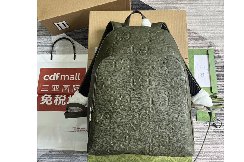 Gucci 766932 large jumbo gg backpack in Green jumbo GG leather