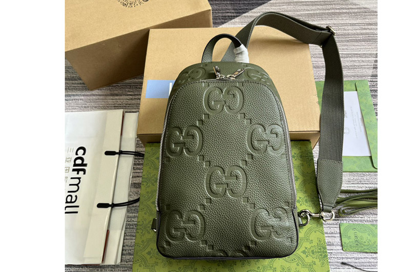 Gucci 766937 jumbo GG crossbody bag in Dark green jumbo GG leather
