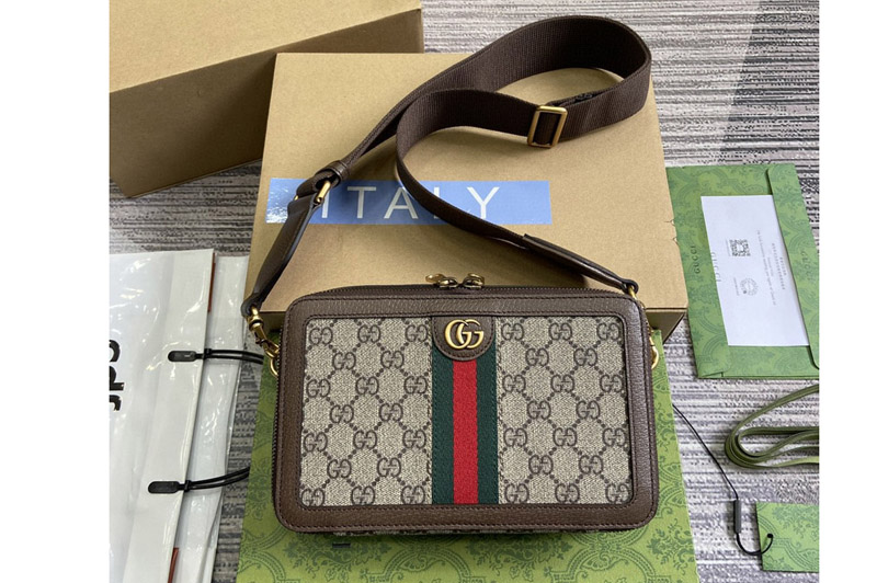 Gucci 771174 ophidia GG mini bag in Beige and ebony GG Supreme canvas