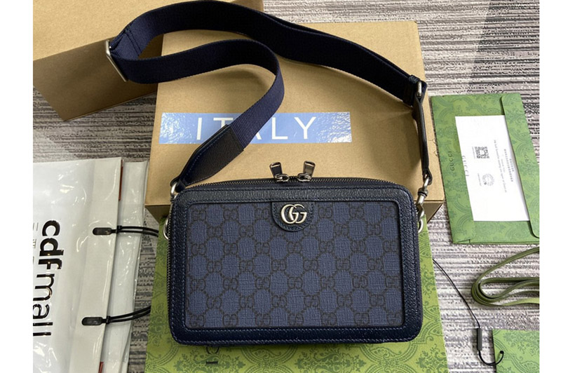 Gucci 771174 ophidia GG mini bag in Blue and black GG Supreme canvas