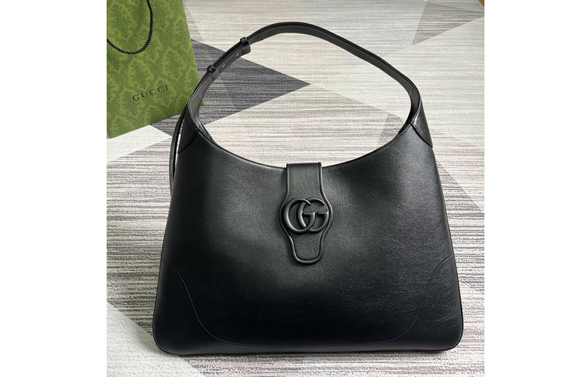 Gucci 772483 aphrodite large shoulder bag in Black soft leather