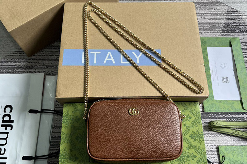 Gucci 772759 GG marmont super mini shoulder bag in Brown leather