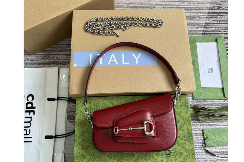 Gucci 774209 Gucci horsebit 1955 mini shoulder bag in Red leather